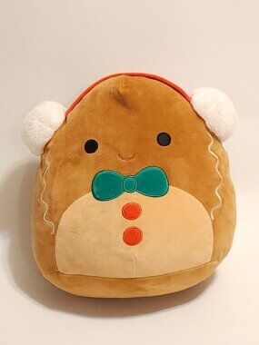 CUTE Squishmallows 12" Jordan the Gingerbread with Earmuffs Christmas Plushie